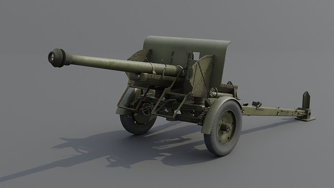 Type 90 75 mm field gun Low-poly 3D model