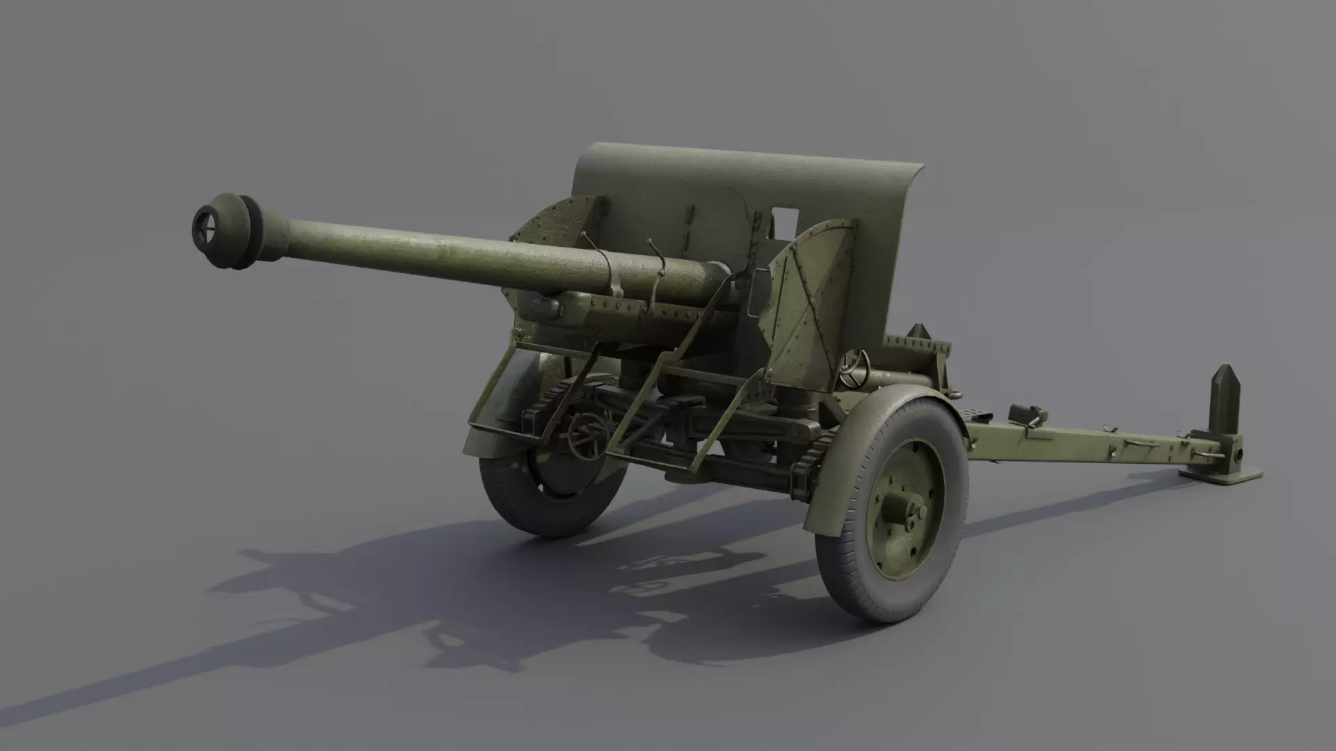 Type 90 75 mm field gun Low-poly 3D model_0