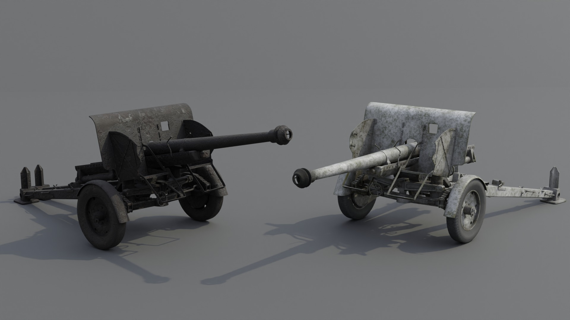 Type 90 75 mm field gun Low-poly 3D model_14