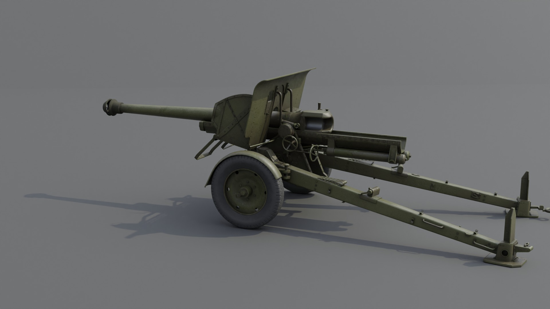 Type 90 75 mm field gun Low-poly 3D model_23
