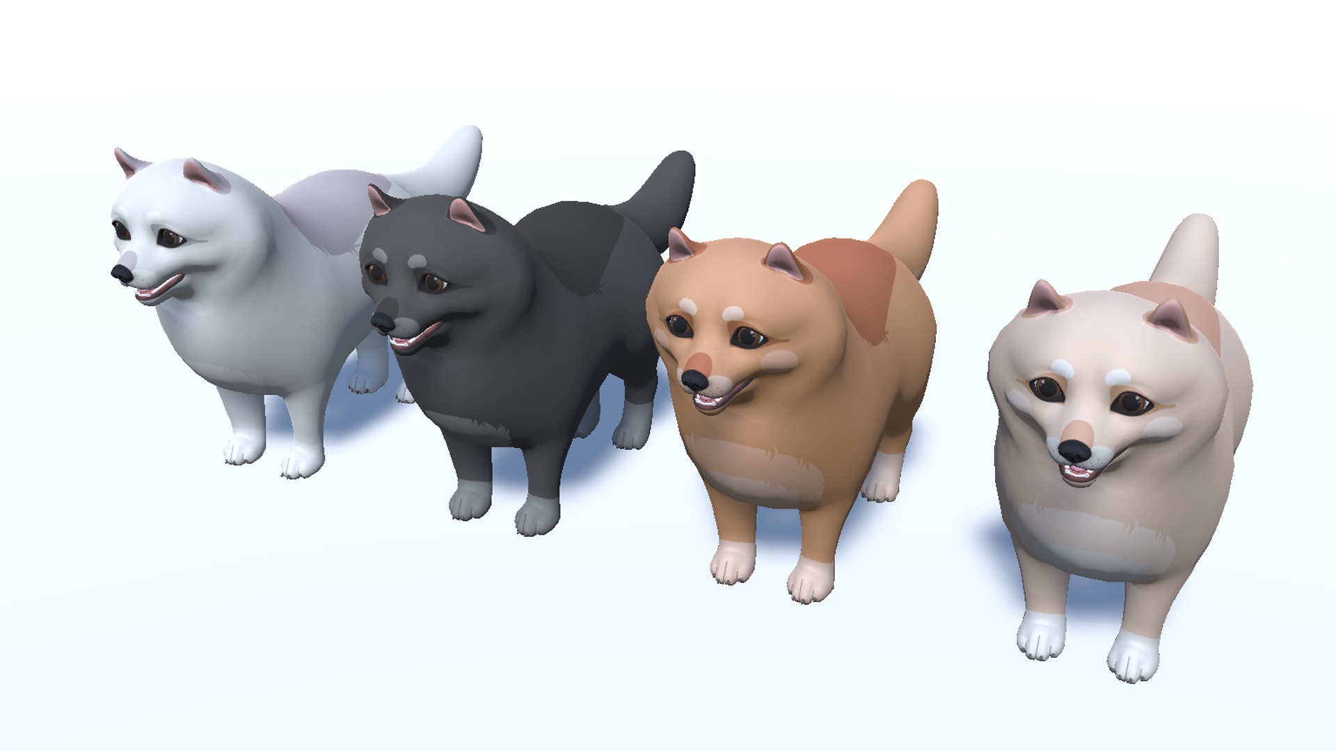 Cartoon Dog - Pomeranian Spitz Low-poly 3D model_10