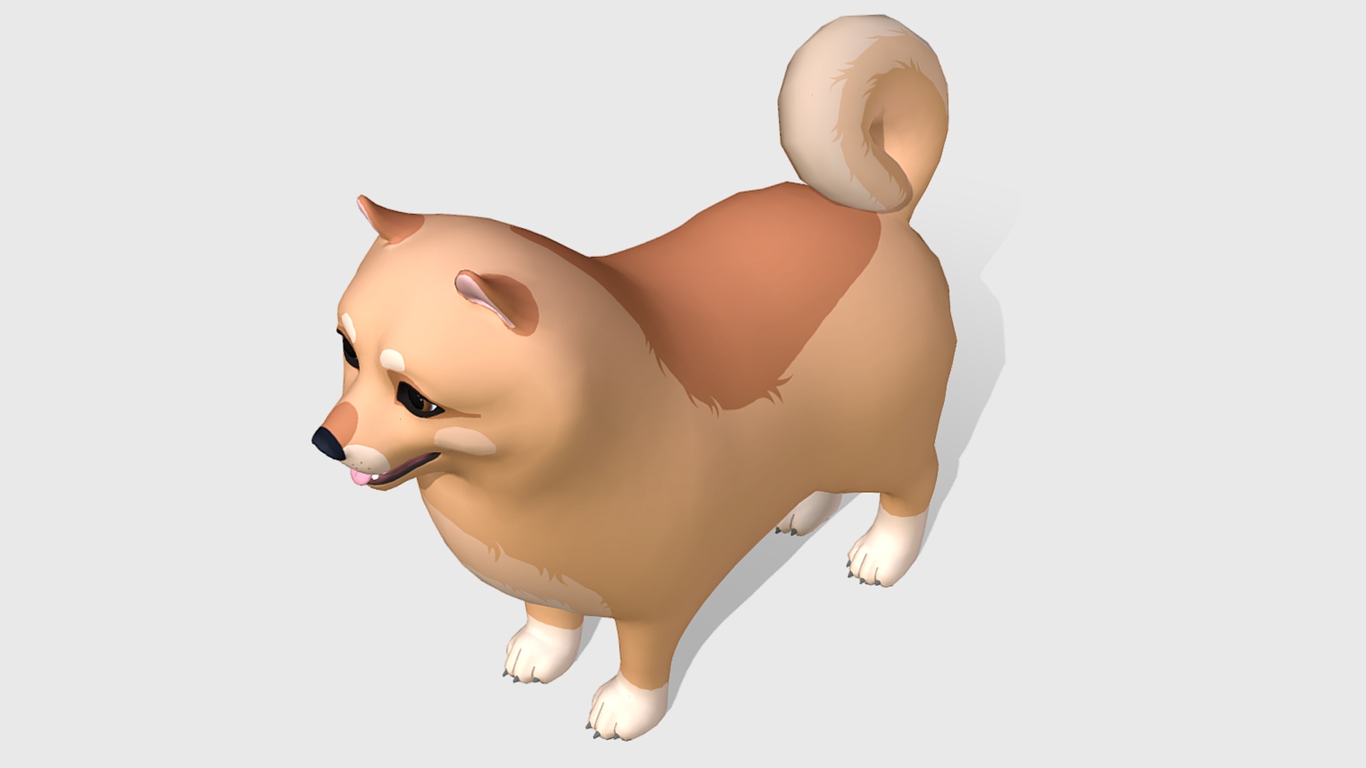 Cartoon Dog - Pomeranian Spitz Low-poly 3D model_3