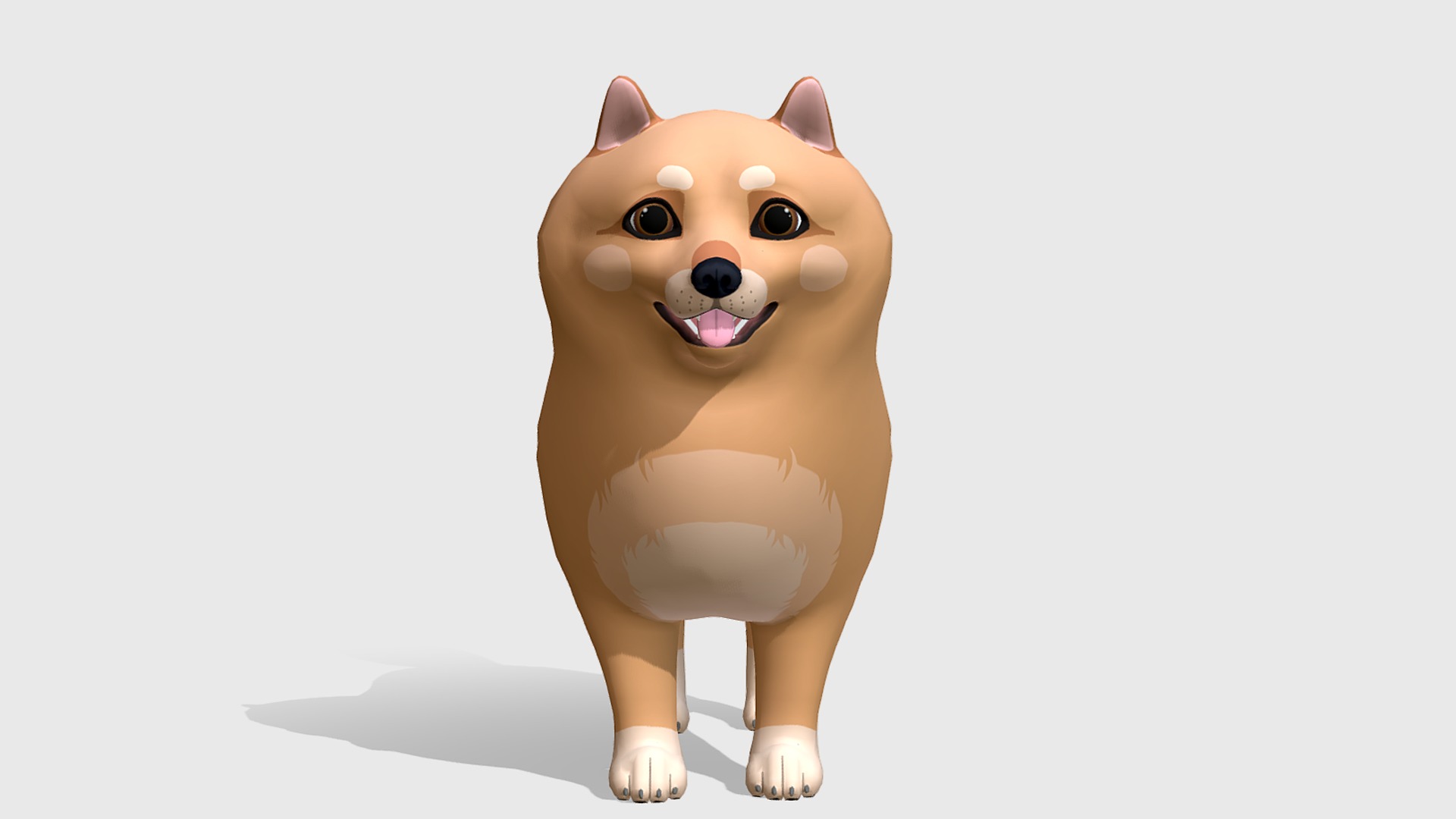 Cartoon Dog - Pomeranian Spitz Low-poly 3D model_2