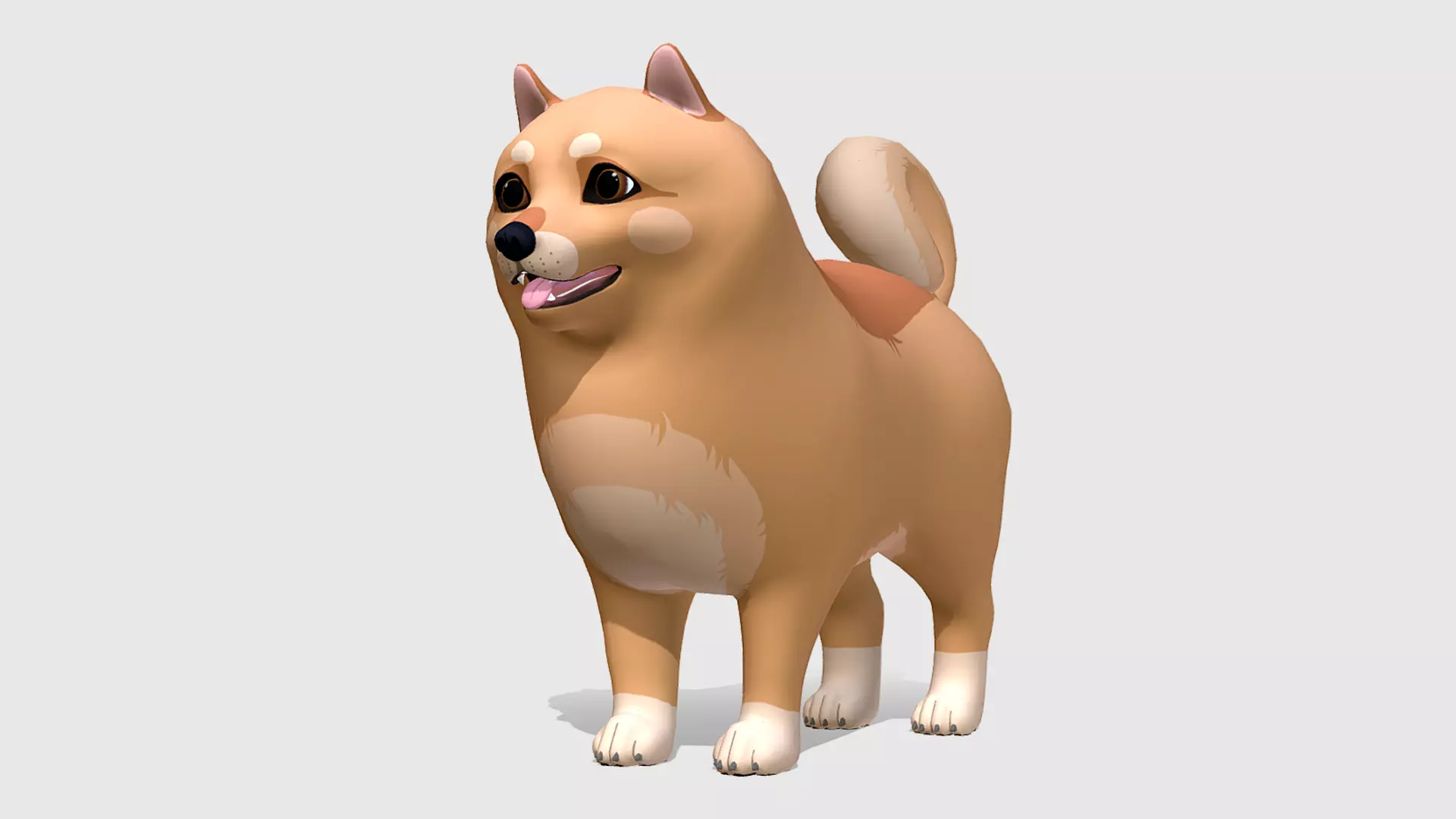 Cartoon Dog - Pomeranian Spitz Low-poly 3D model_0