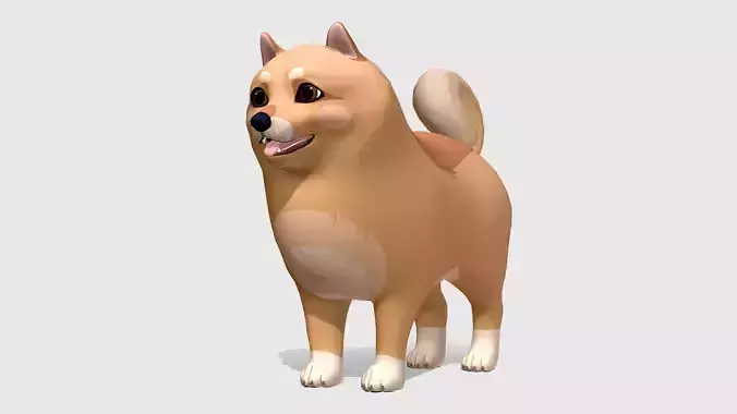 Cartoon Dog - Pomeranian Spitz Low-poly 3D model