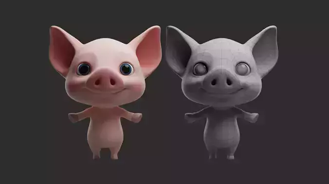 Pig Cartoon Low-poly 3D model