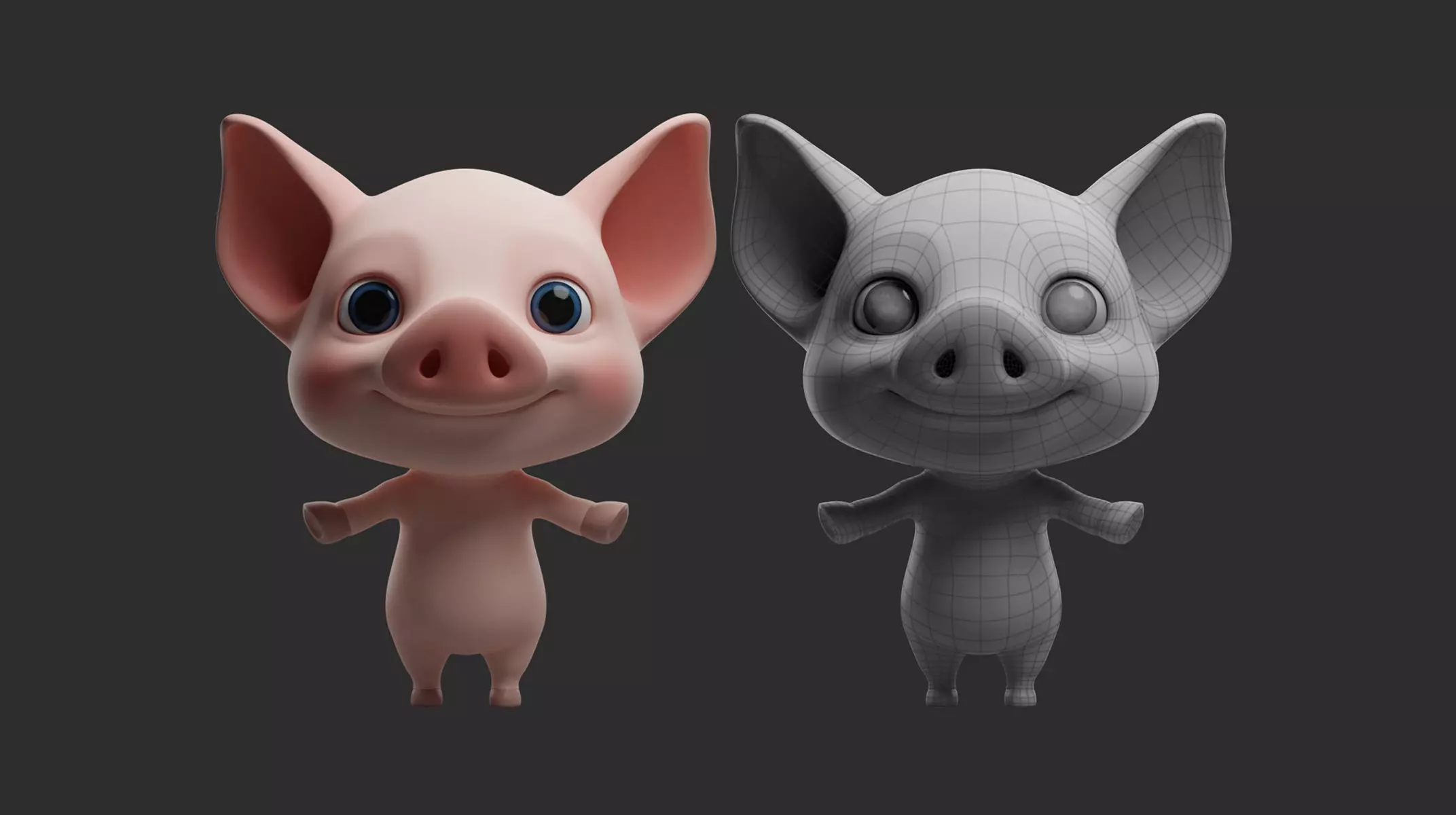 Pig Cartoon Low-poly 3D model_0