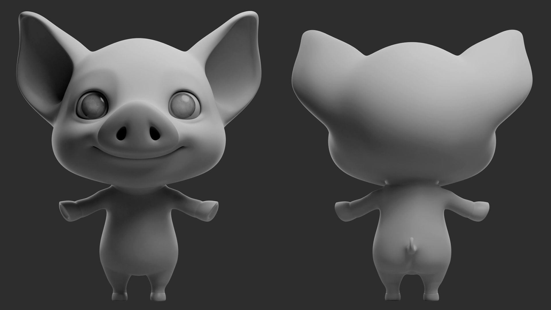 Pig Cartoon Low-poly 3D model_2