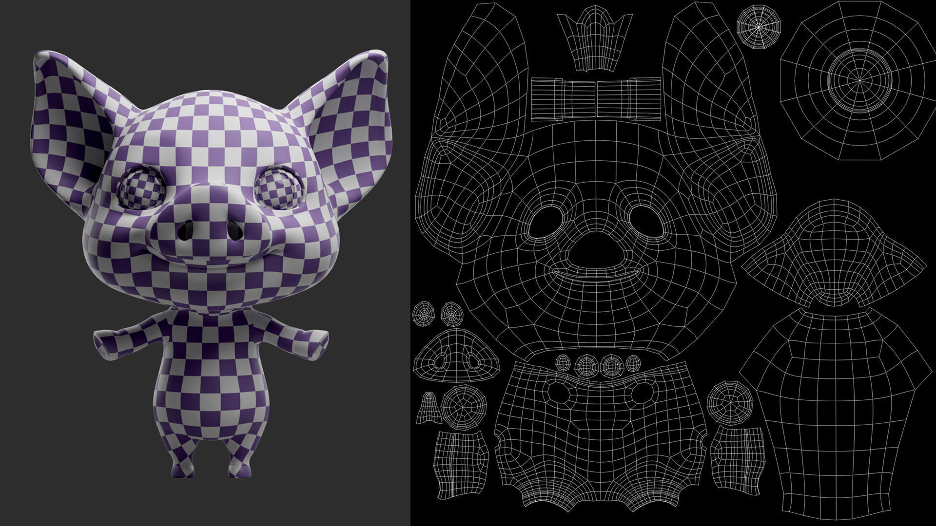 Pig Cartoon Low-poly 3D model_7