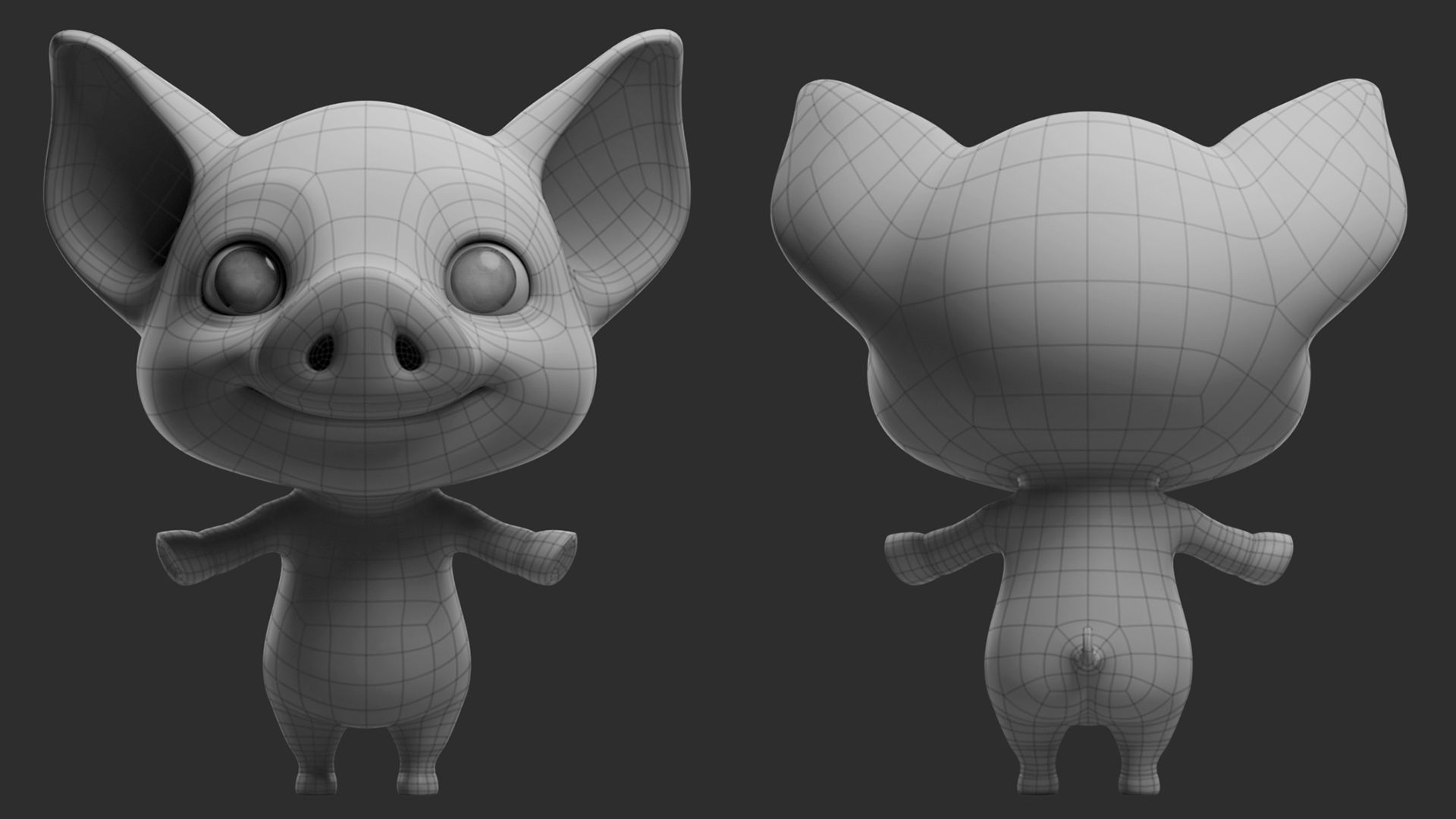 Pig Cartoon Low-poly 3D model_3