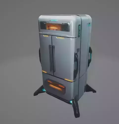 Sci-Fi Fridge 3D Model  Futuristic Refrigerator Design for Games