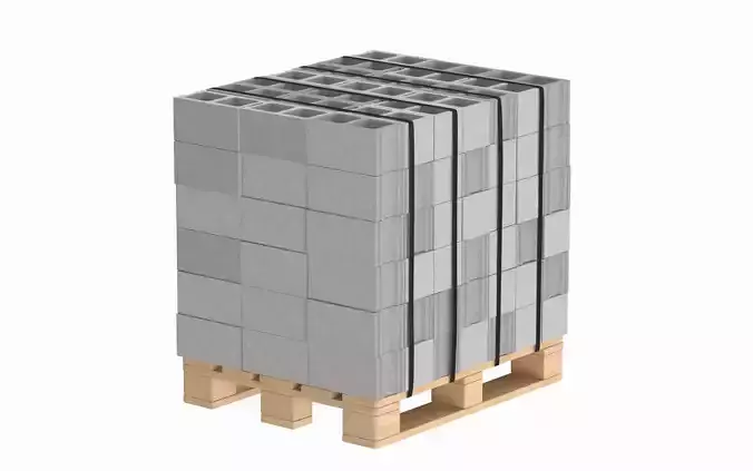 Cinder Blocks On Wooden Pallet 3D model Cinder Blocks On Wooden Pallet 3D model