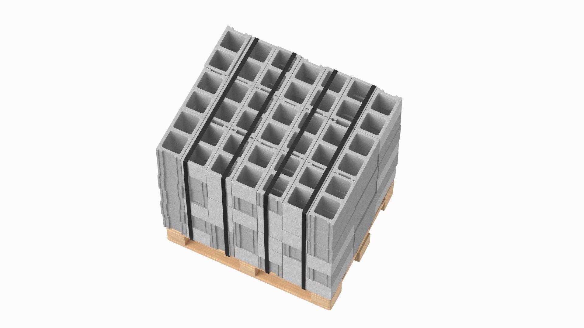 Cinder Blocks On Wooden Pallet 3D model_4