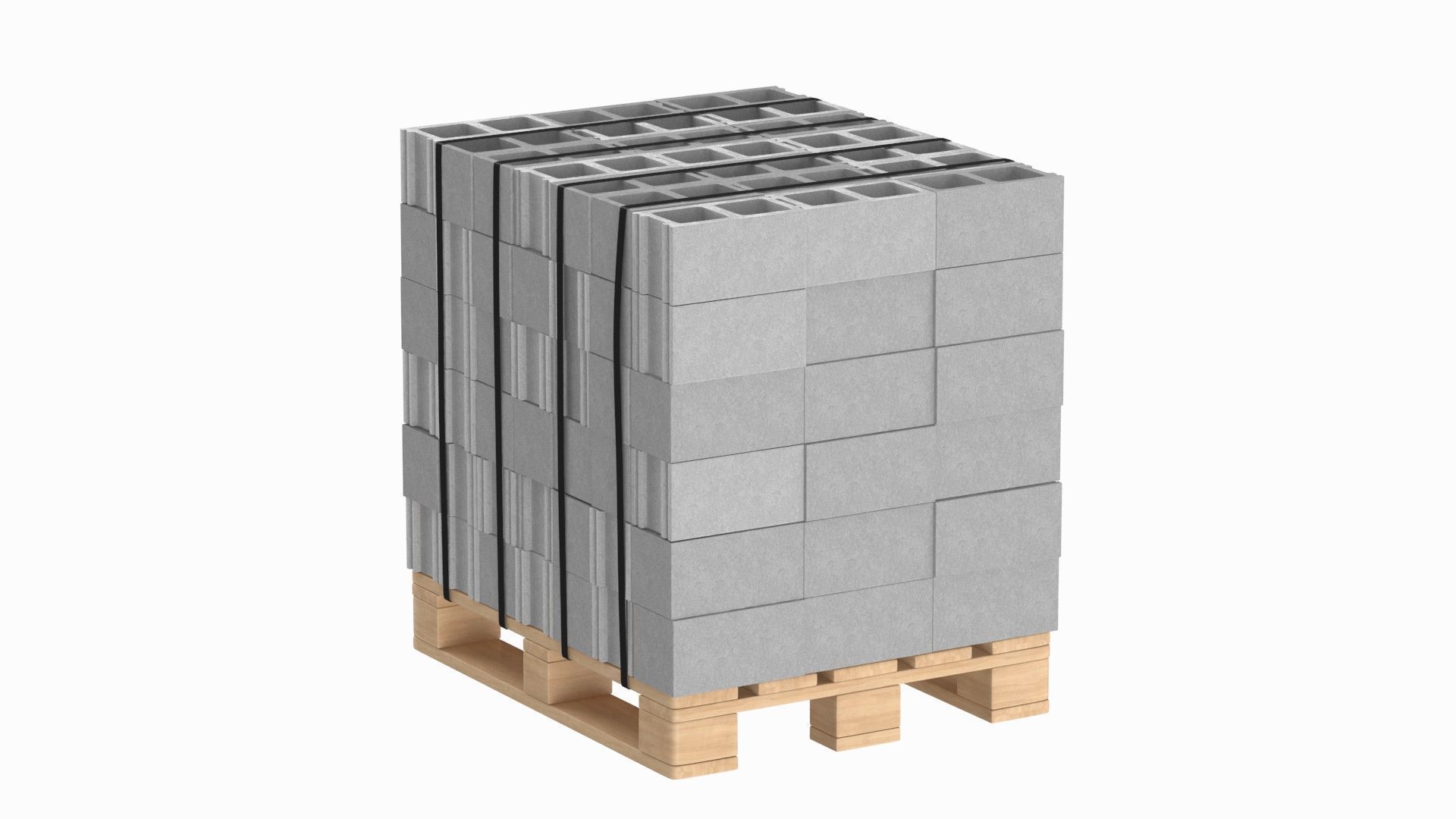 Cinder Blocks On Wooden Pallet 3D model_5