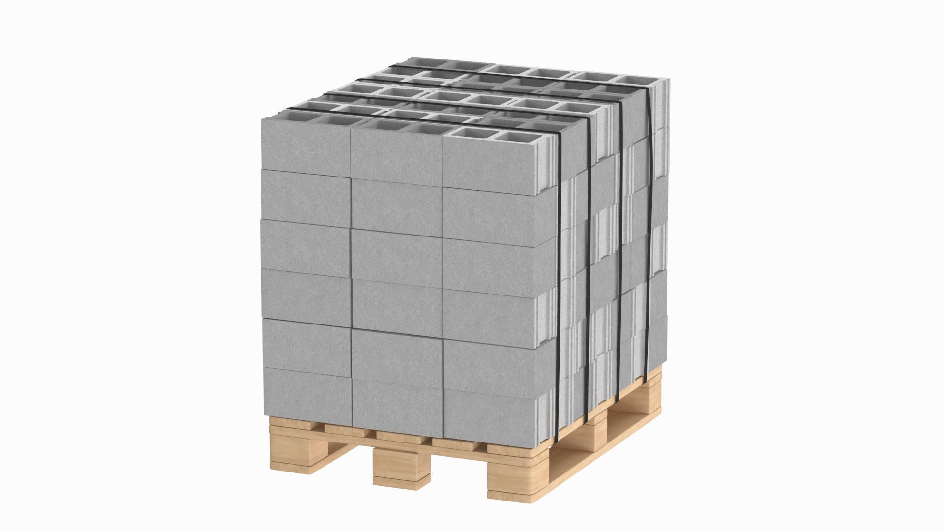 Cinder Blocks On Wooden Pallet 3D model_1