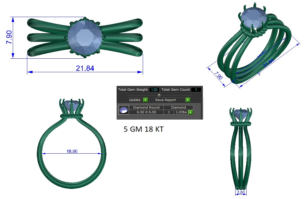 Rose gold -Diamond Ring- 3DM AND STL File  - DC LR-0809 3D print model_1