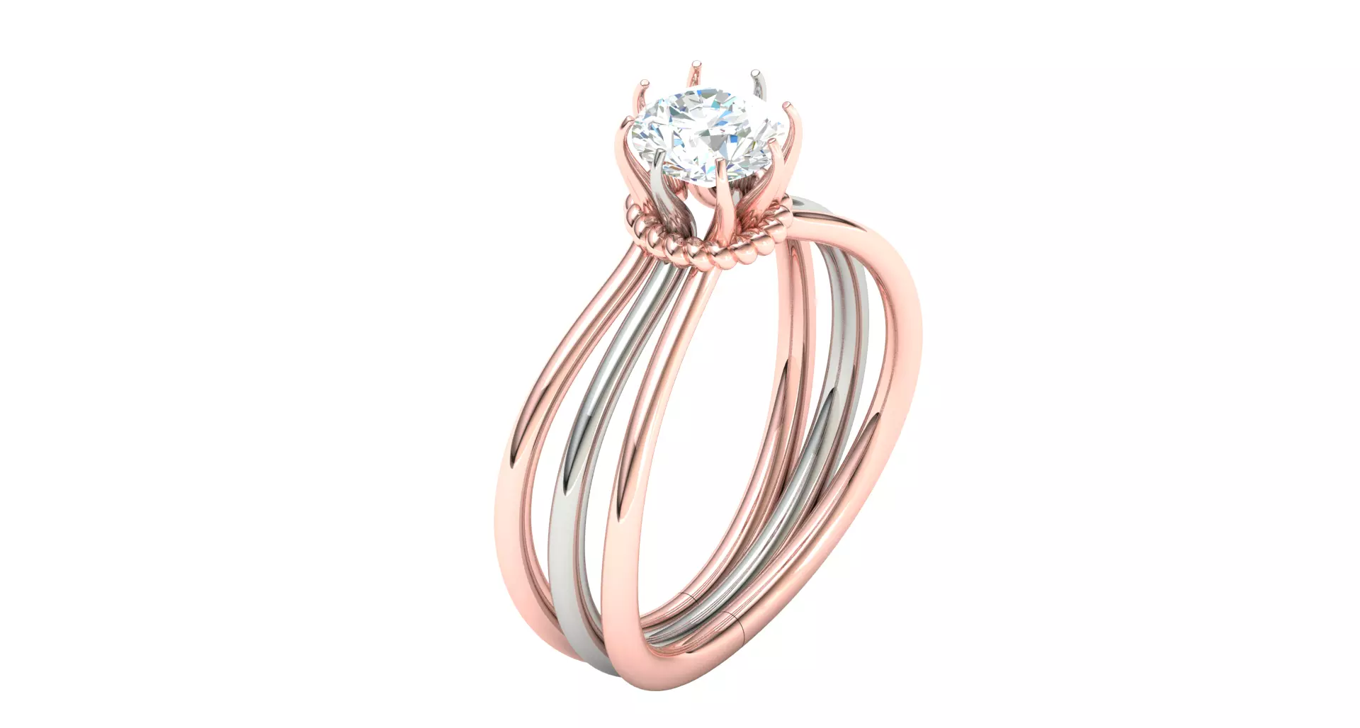 Rose gold -Diamond Ring- 3DM AND STL File  - DC LR-0809 3D print model_0