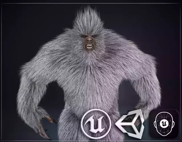 Yeti with Groom hair Low-poly 3D model