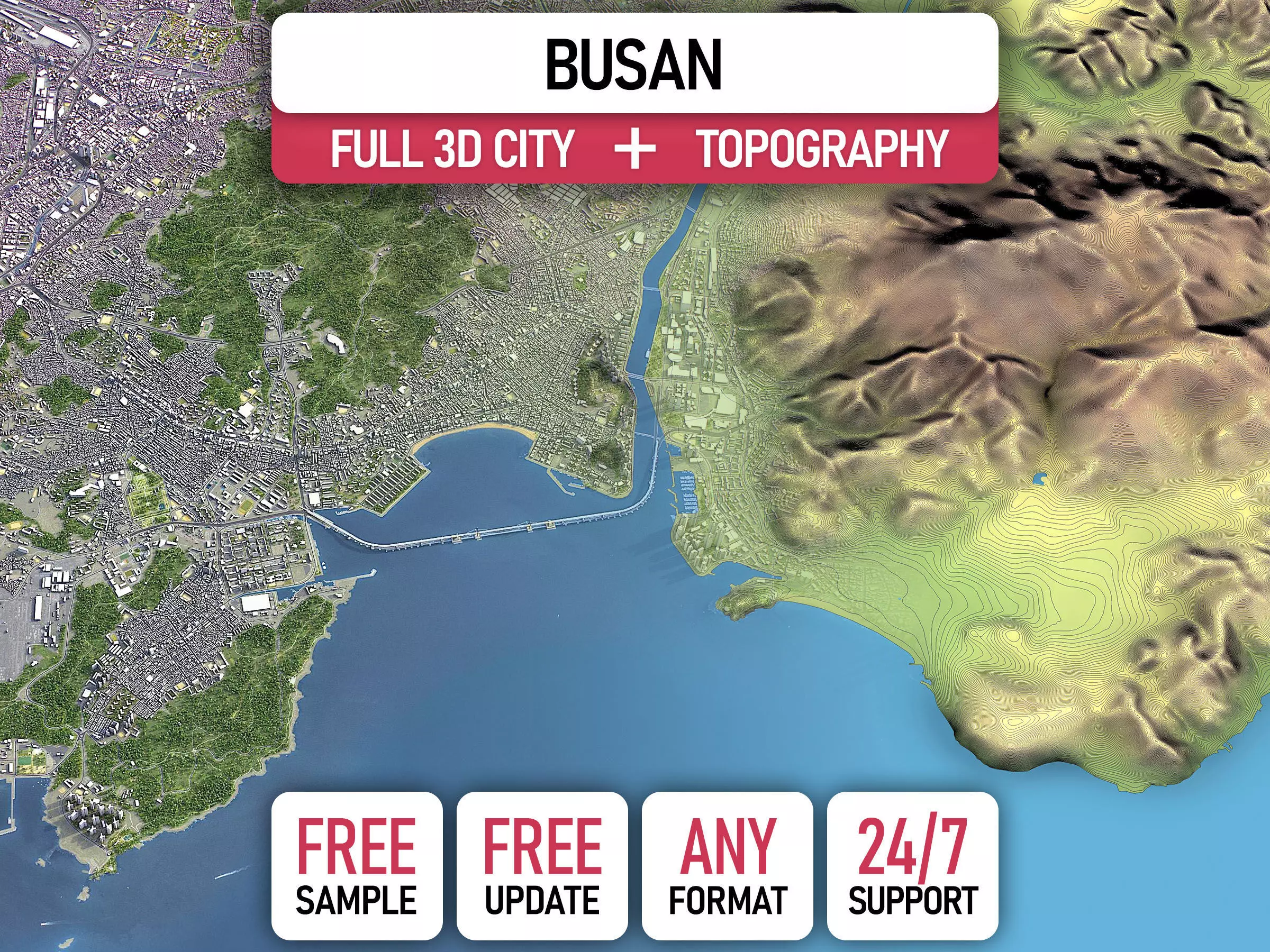 Busan - 3D City Topography Terrain 3D Model Collection_0