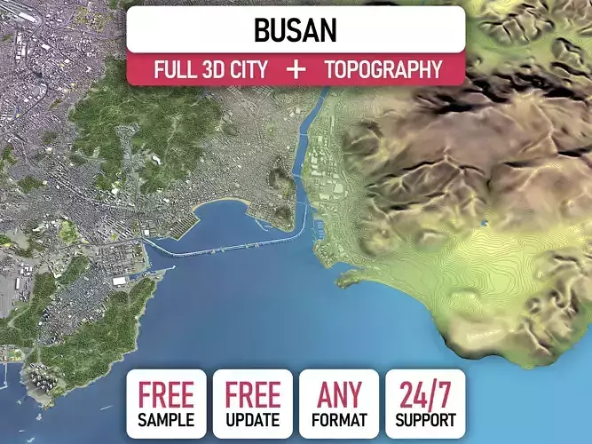 Busan - 3D City Topography Terrain 3D Model Collection