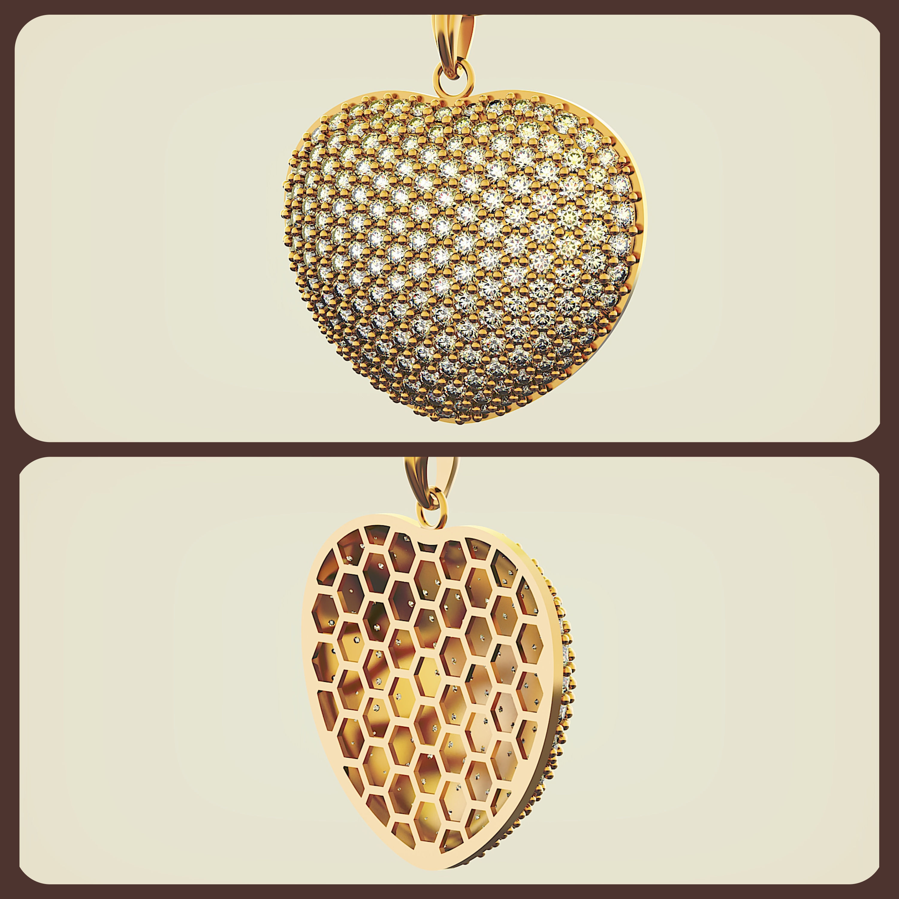 Heart of Gold Pendant Free 3D print model_2