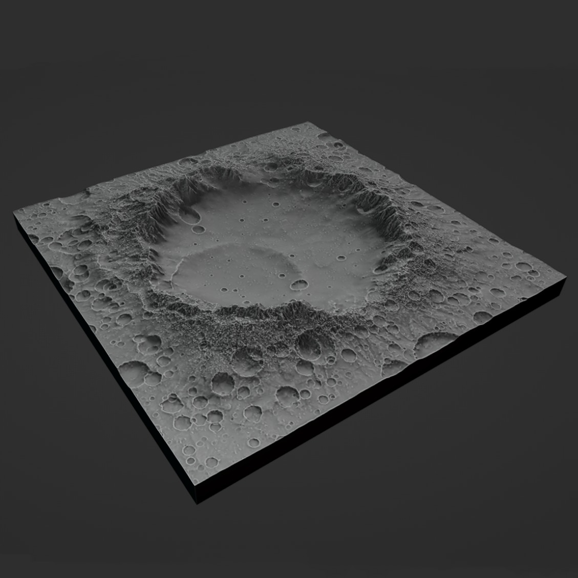 Lunar crater Moon landscape 3D print model_2