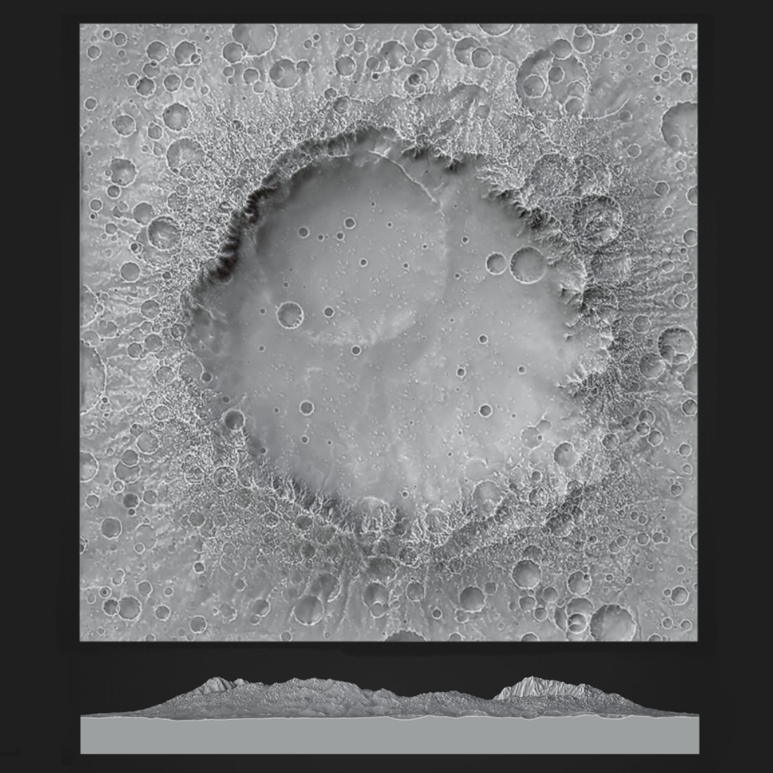 Lunar crater Moon landscape 3D print model_3