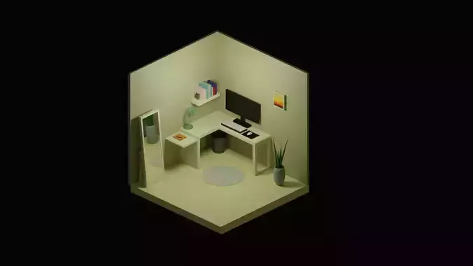 3D model Low Poly Isometric Living Room VR / AR / low-poly | CGTrader
