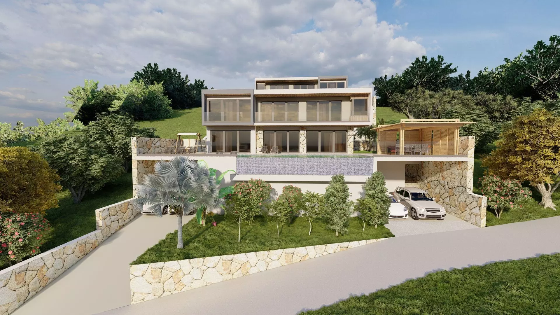 Luxury villa-sketchup-lumion 3D model