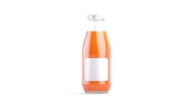 Juice Glass Bottle Carrot - juicy vegetable drink jar 3D model