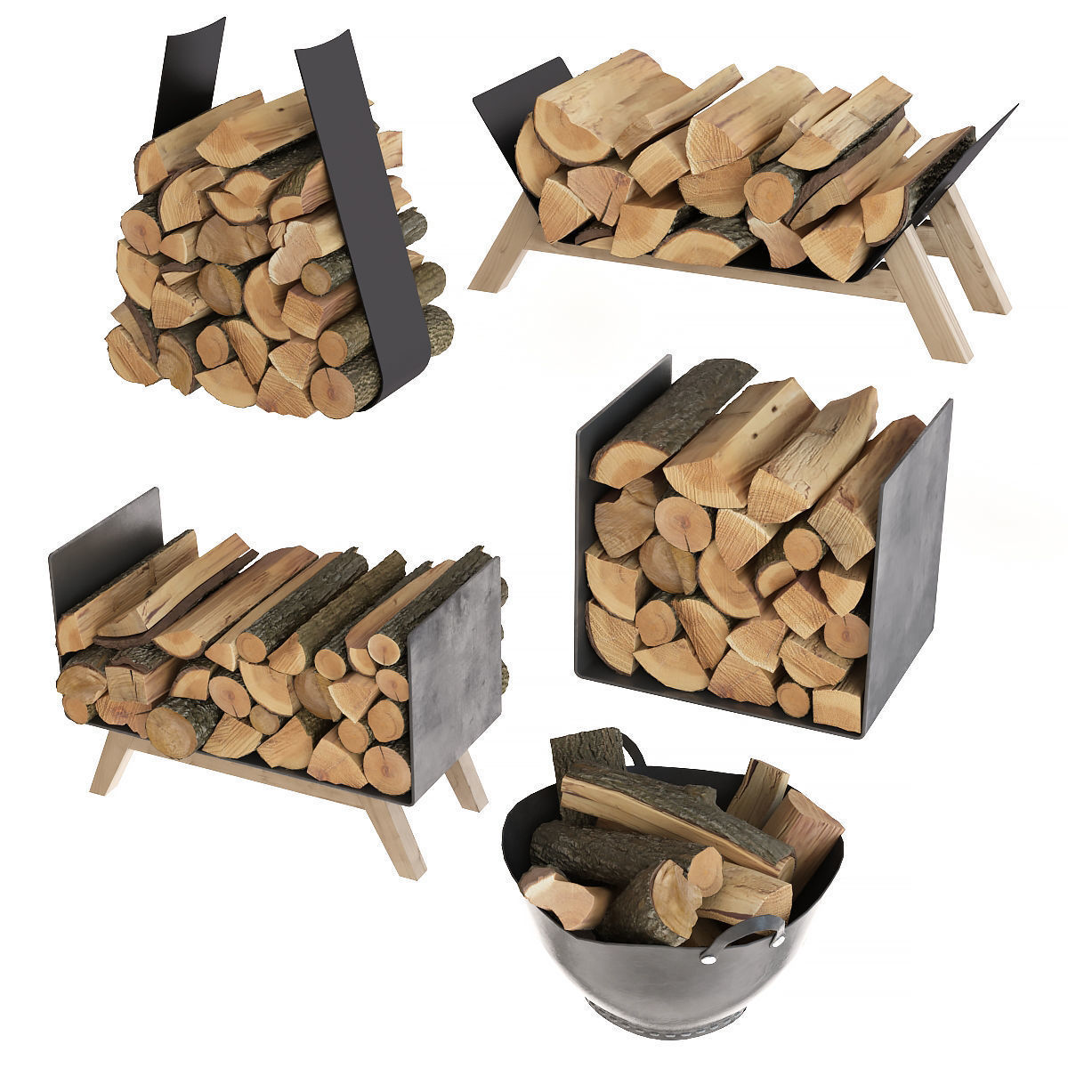 Firewood set 3D model_3
