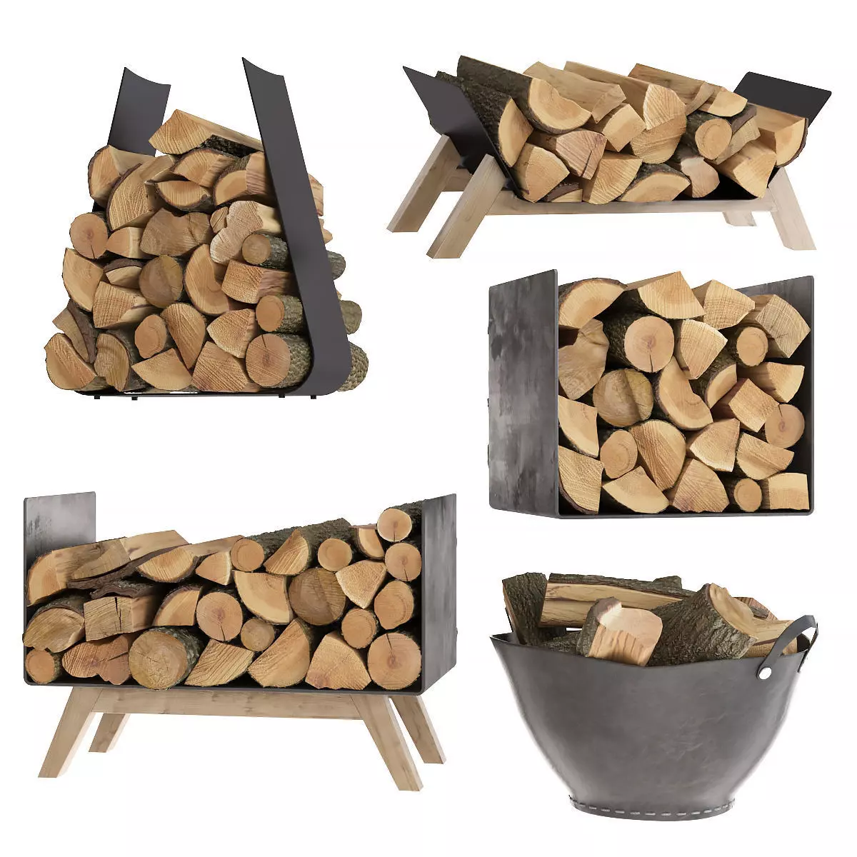 Firewood set 3D model_0