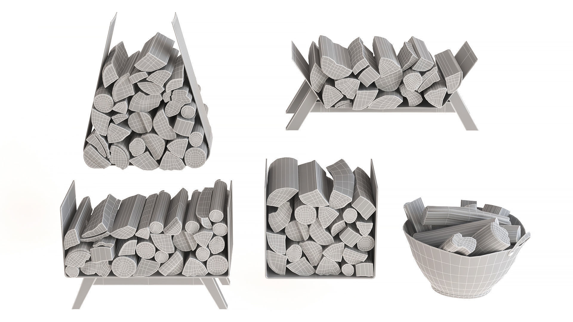 Firewood set 3D model_8