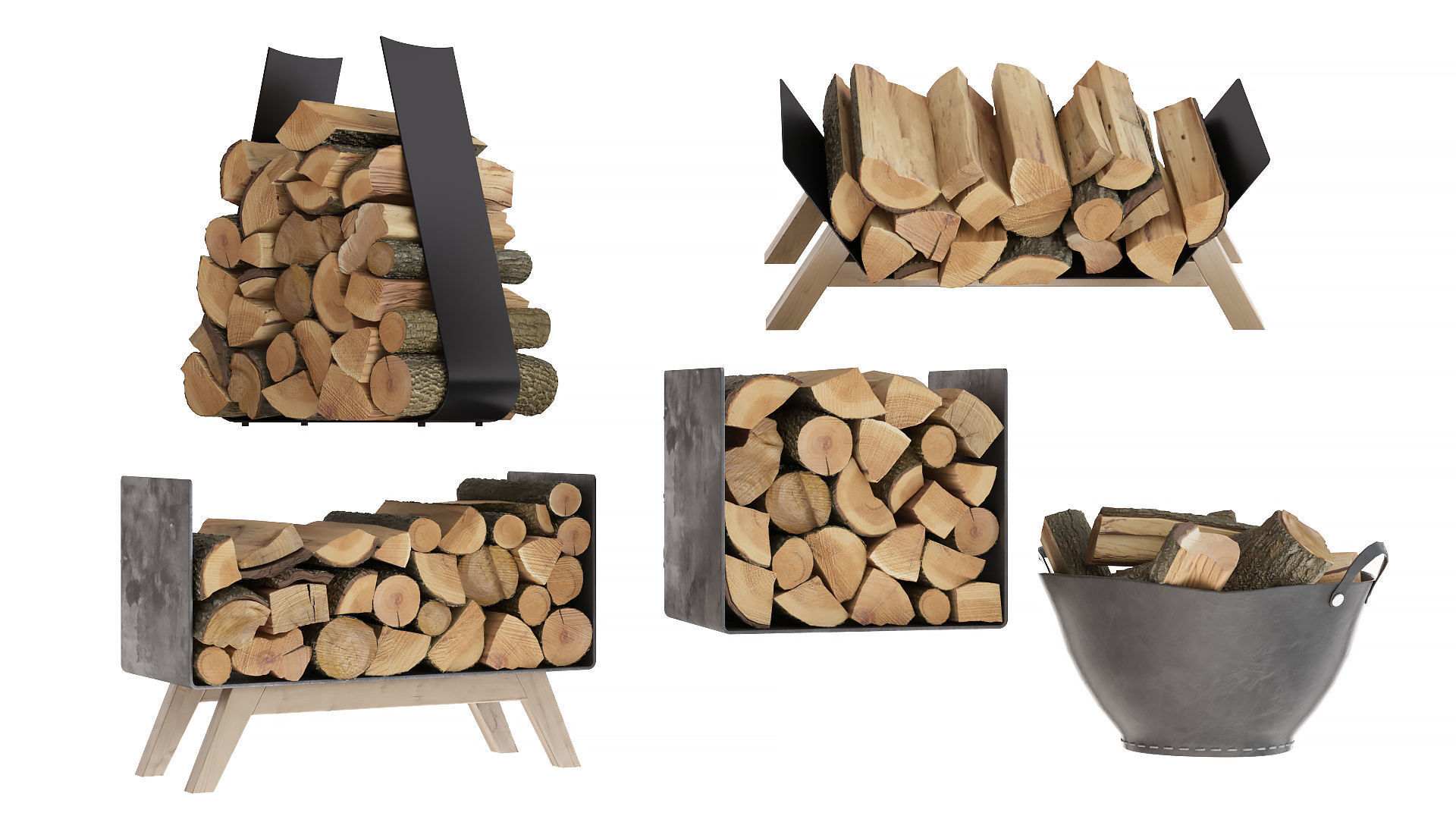 Firewood set 3D model_4