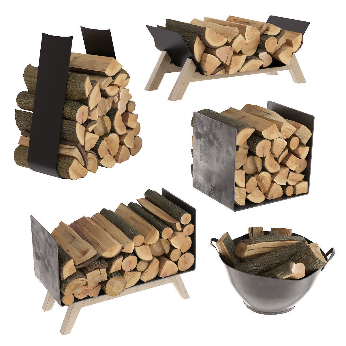 Firewood set 3D model_1