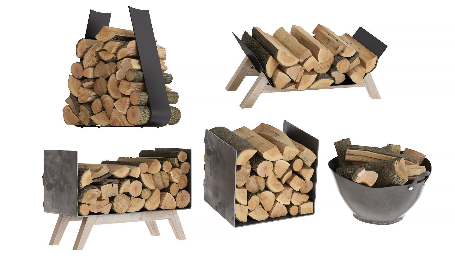 Firewood set 3D model_5