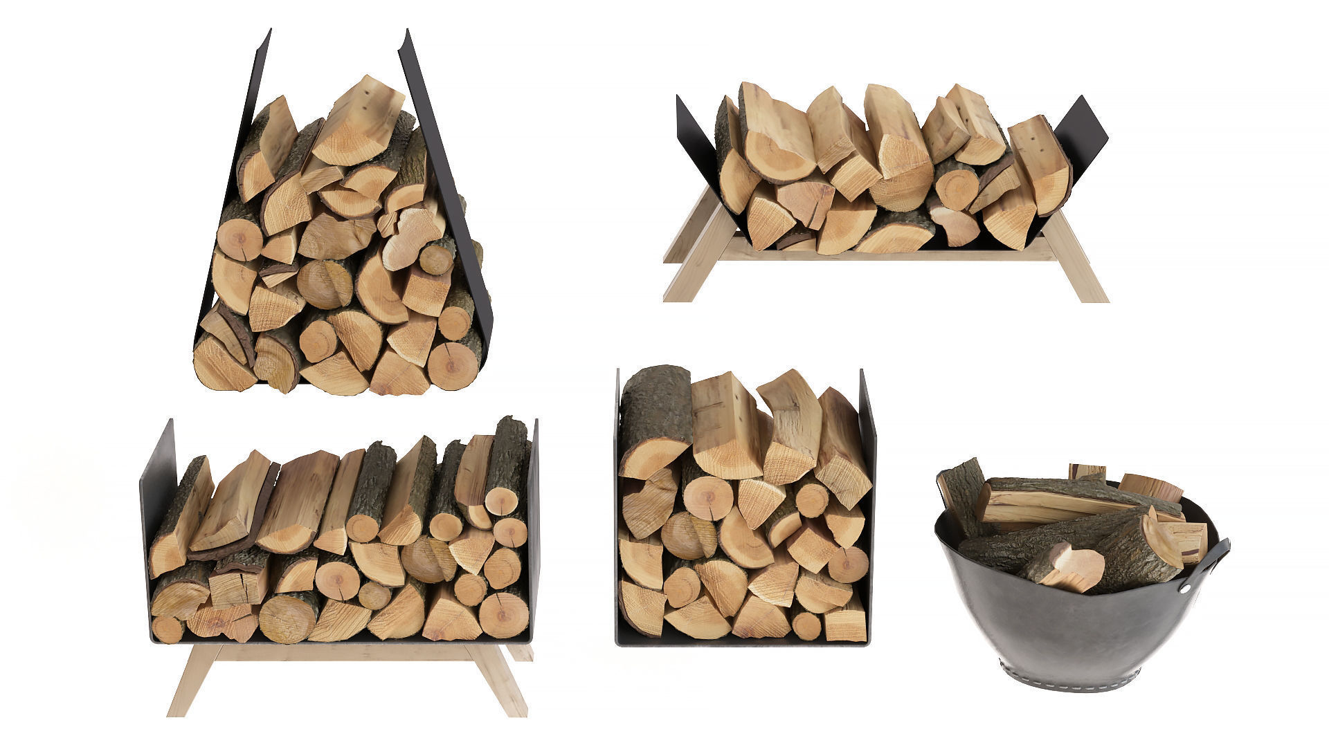 Firewood set 3D model_7