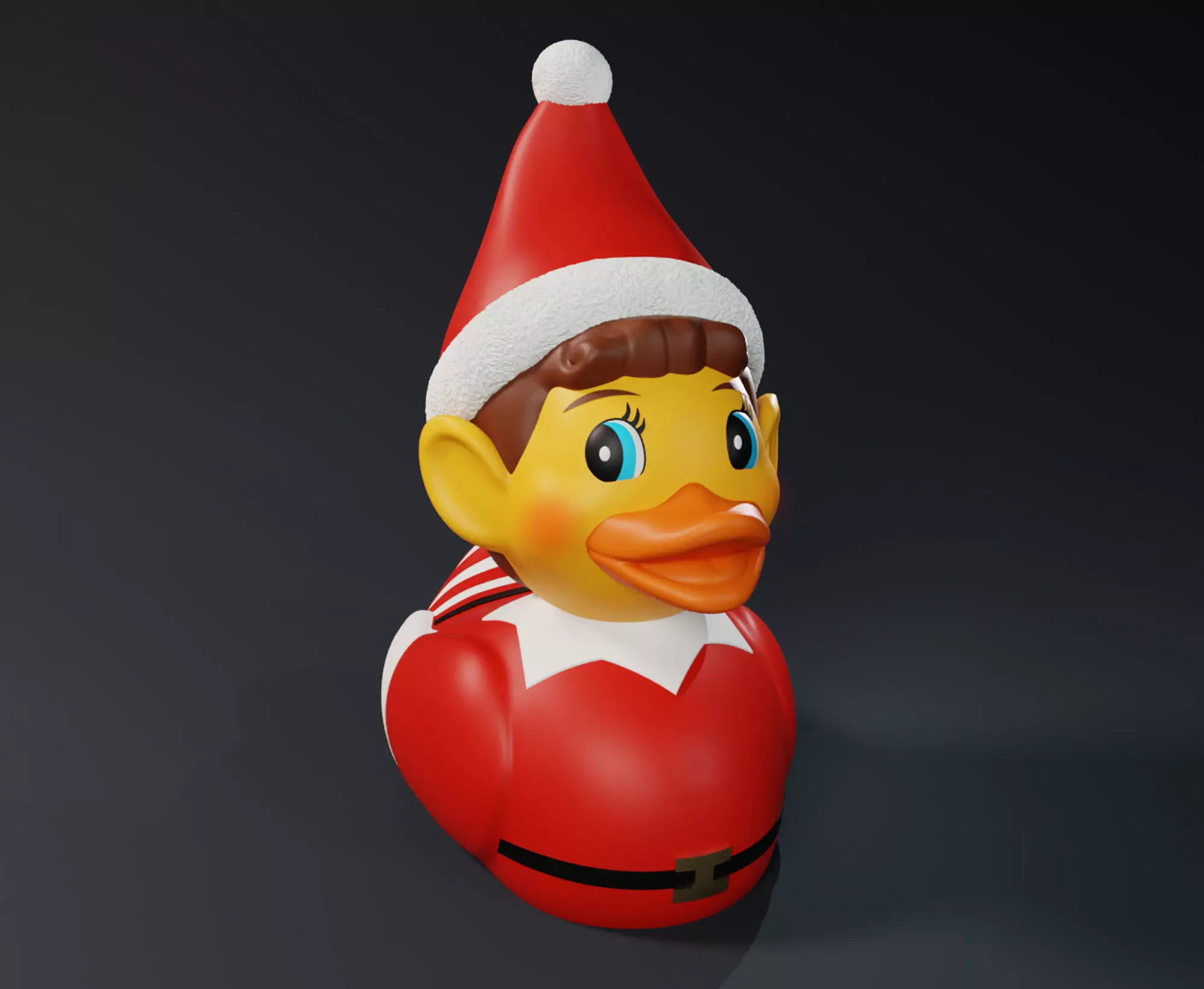 Cute Elf on a Shelf Rubber Duck 3D print model_0