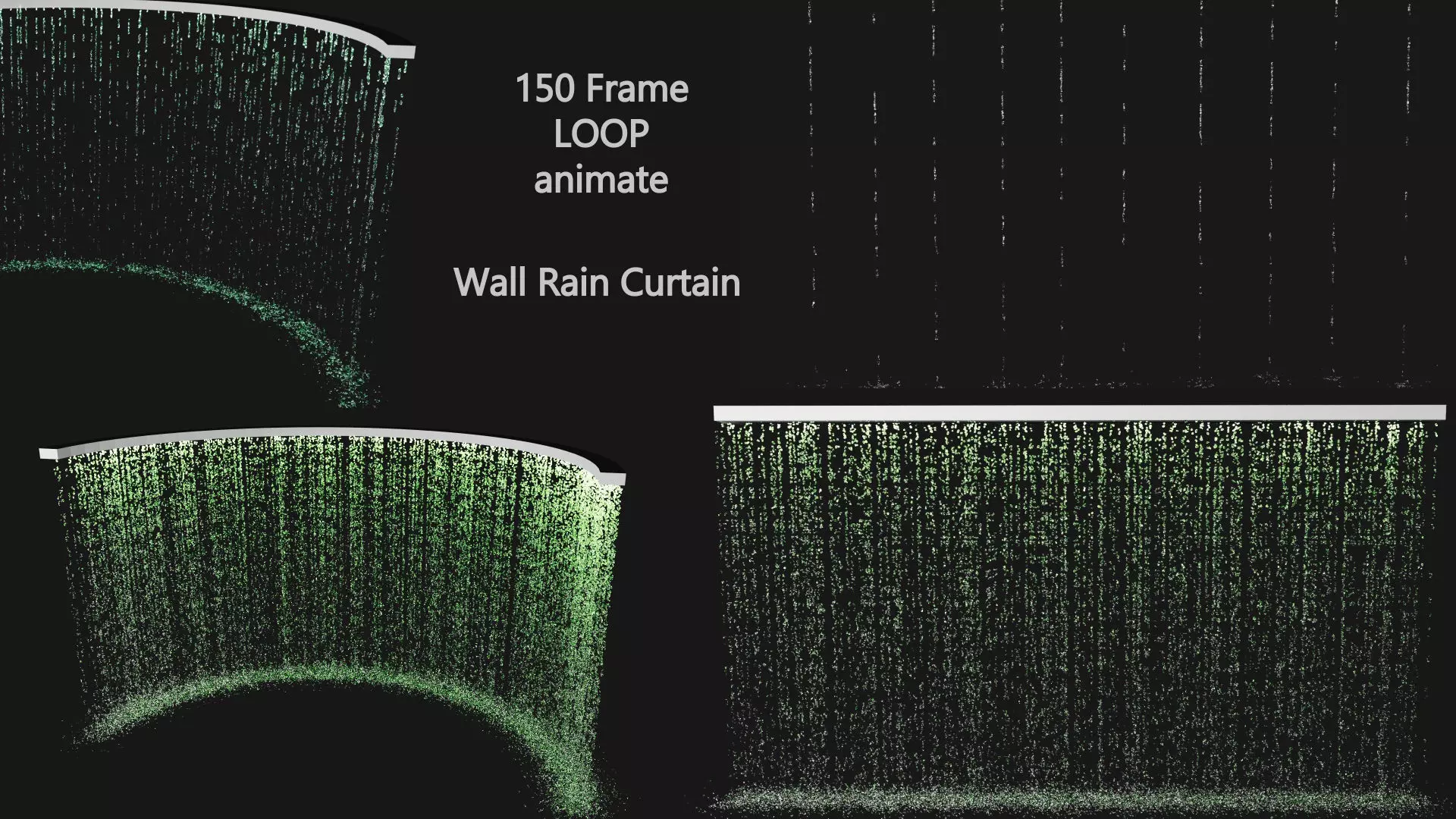 Waterfall Wall Rain Curtain Fountains 3D model LOOP animate 3D model_0