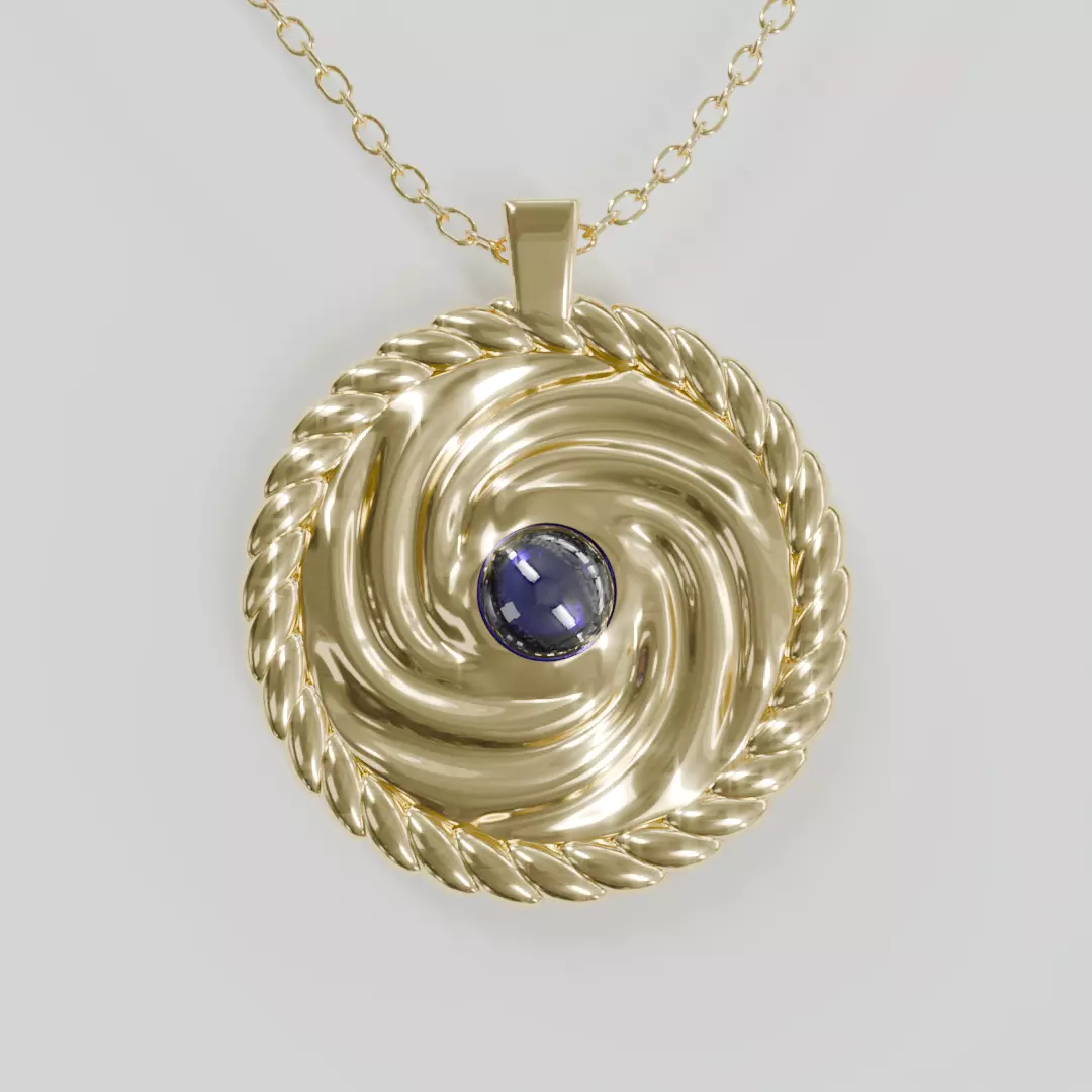 Celestial Swirl Cabochon Centerpiece Pendant - 3D print ready Free 3D print model