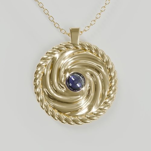 Celestial Swirl Cabochon Centerpiece Pendant - 3D print ready Free 3D print model