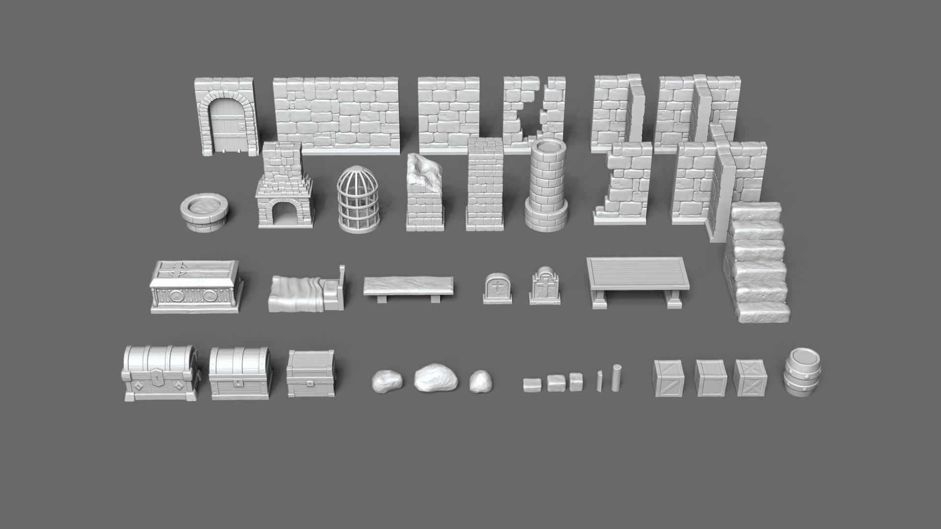 Modular RPG Dungeon Set Kit - 37 Printable Pieces 3D print model_4