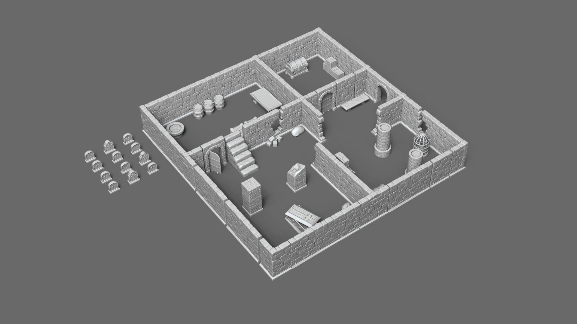 Modular RPG Dungeon Set Kit - 37 Printable Pieces 3D print model_2