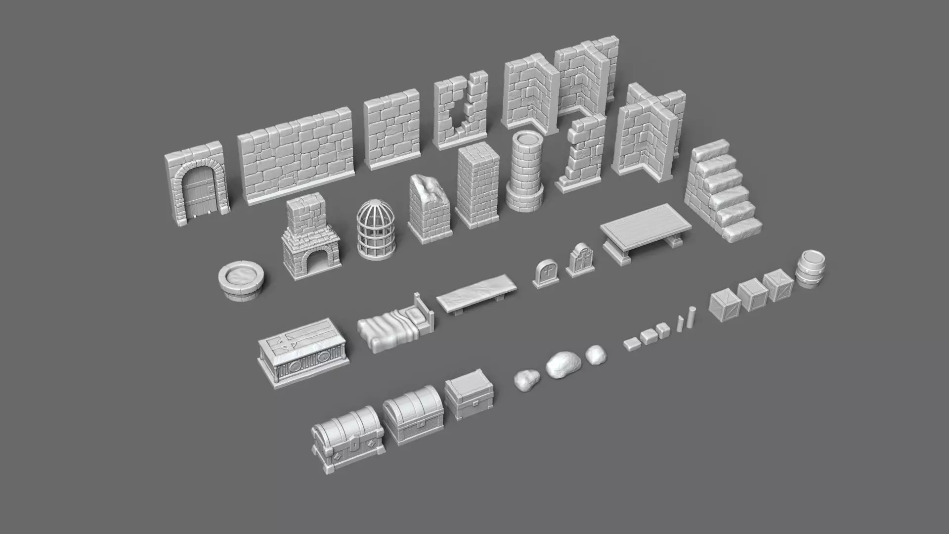 Modular RPG Dungeon Set Kit - 37 Printable Pieces 3D print model_0
