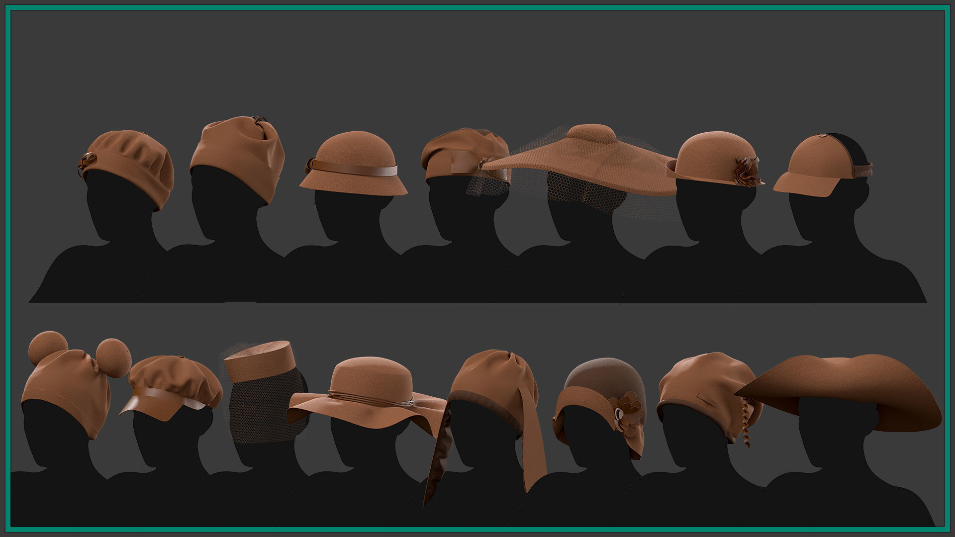 15 female hat Low-poly 3D model_16