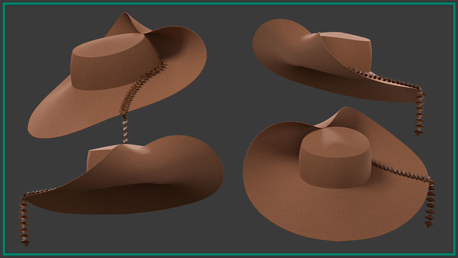 15 female hat Low-poly 3D model_15