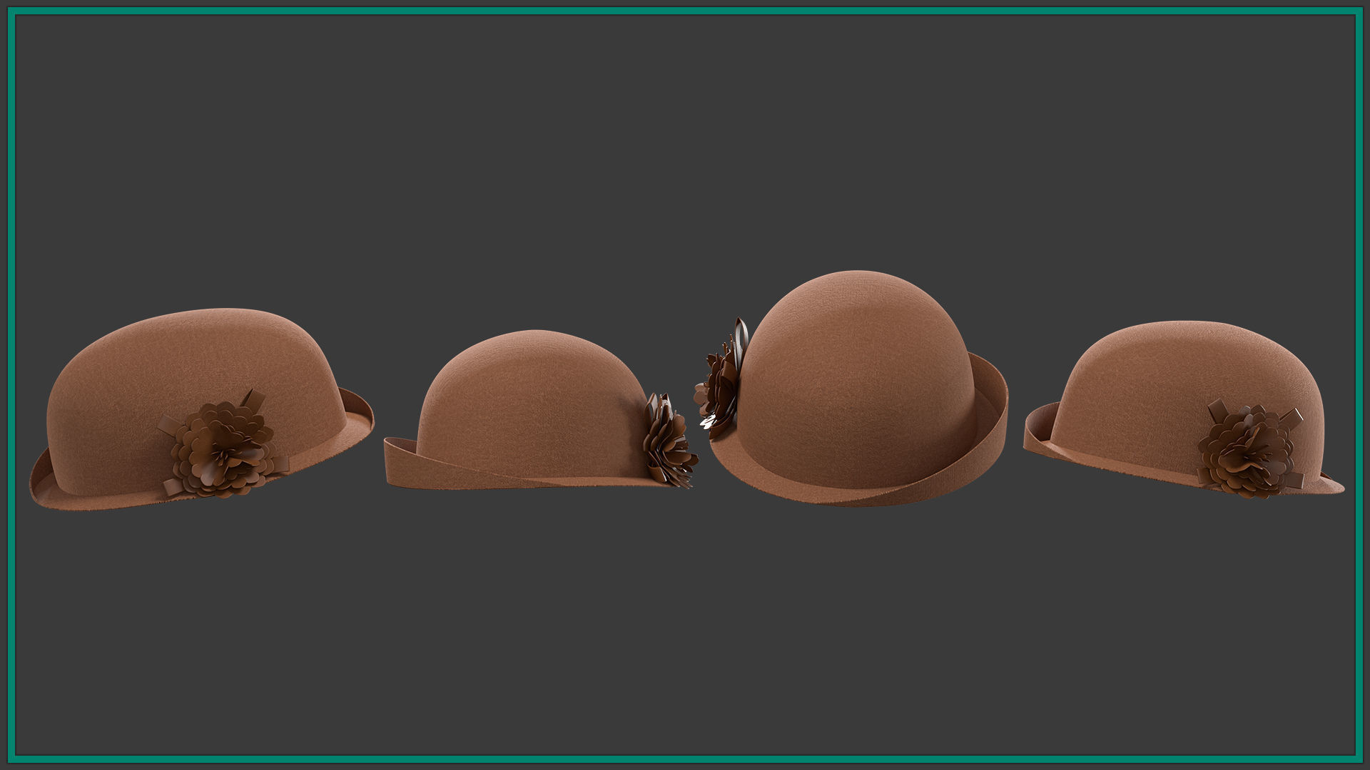 15 female hat Low-poly 3D model_6