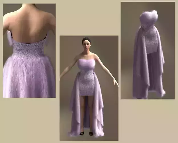 Lavender fur dress