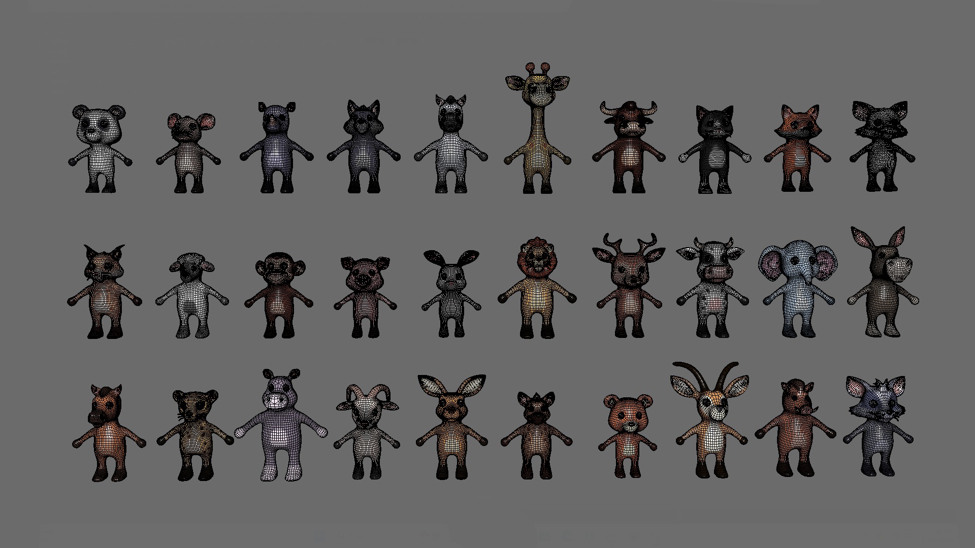 High-Quality 3D Cute Animal Character Pack 01 Low-poly 3D model_35