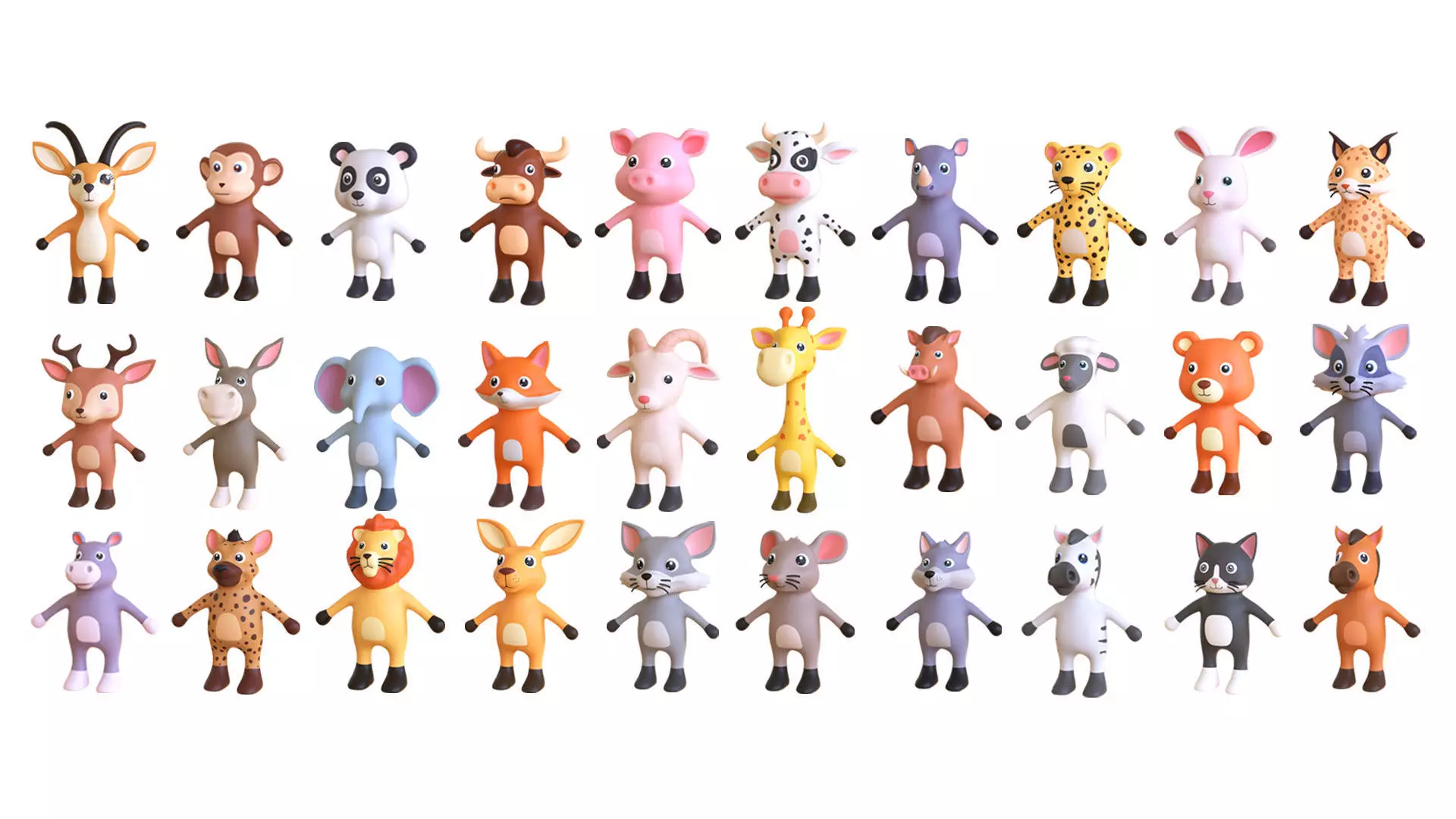 High-Quality 3D Cute Animal Character Pack 01 Low-poly 3D model_0